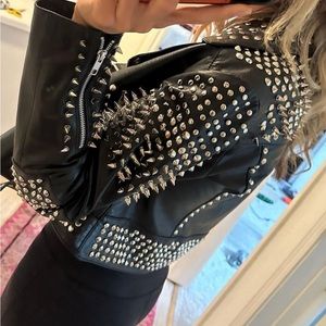Genuine, glam leather biker jacket